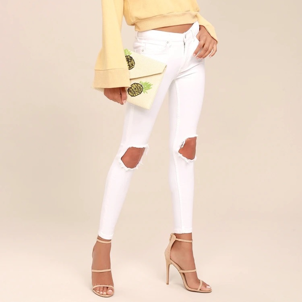 Free People Busted Knee White Skinny Jean